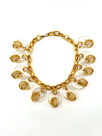 Vintage Clear Lucite and Goldtone Link Necklace