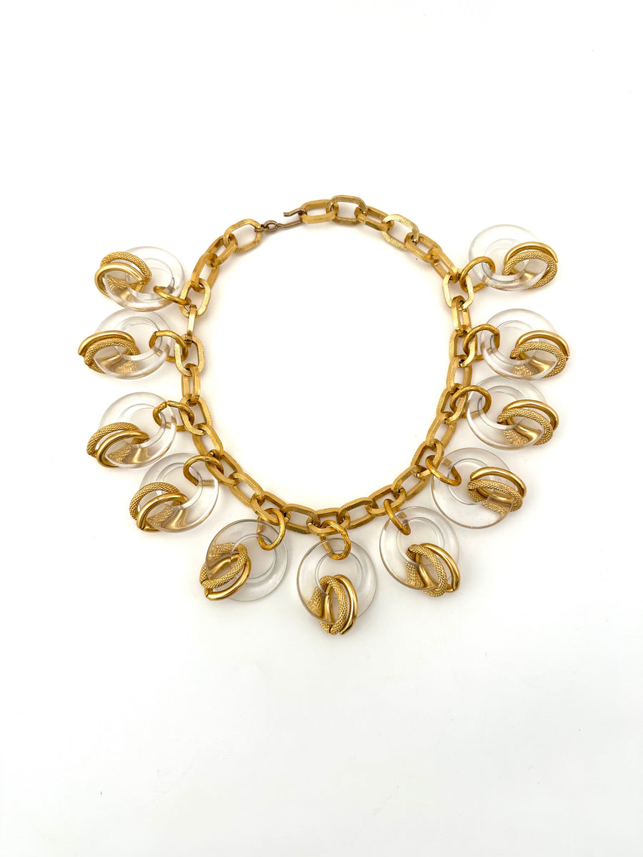 Vintage Clear Lucite and Goldtone Link Necklace