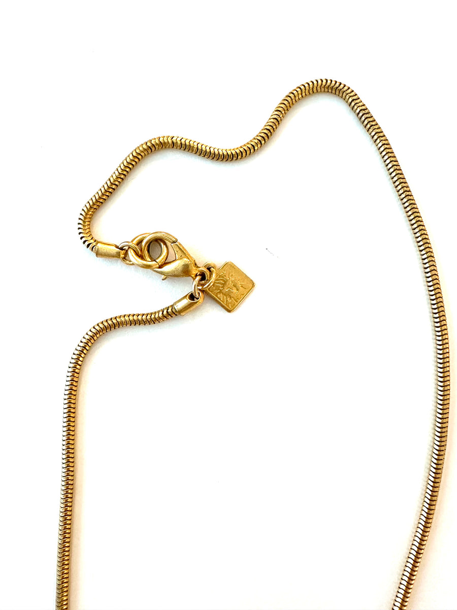 1990s Anne Klein Fish and Hook Pendant Necklace