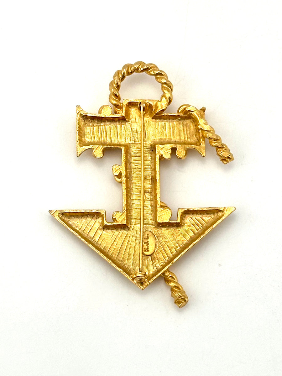 Vintage 1960s Kenneth Jay Lane Anchor Brooch