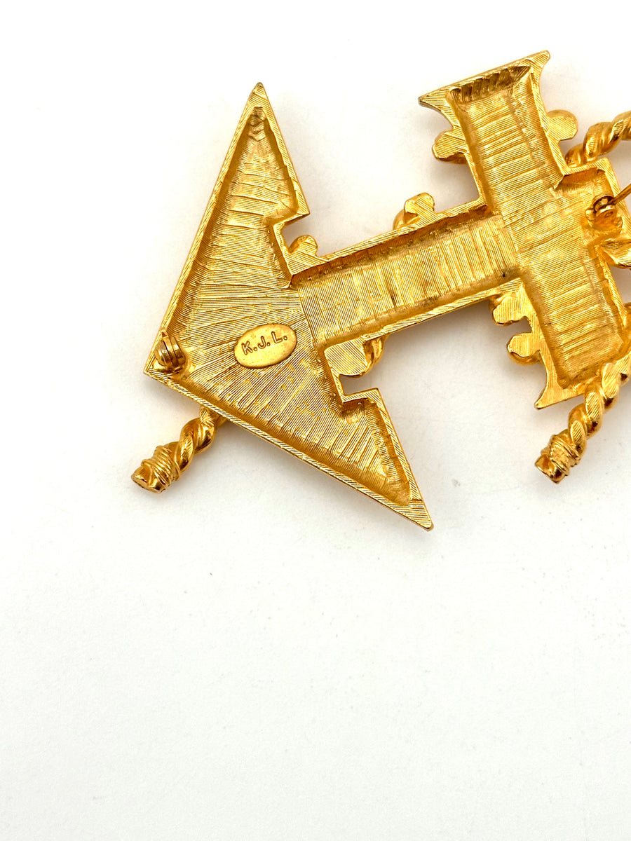 Vintage 1960s Kenneth Jay Lane Anchor Brooch
