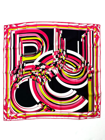 Vintage Emilio Pucci Scarf in Shades of Black, Pink and Green