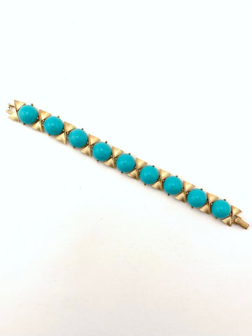 1950s Geometric Turquoise Stone Bracelet