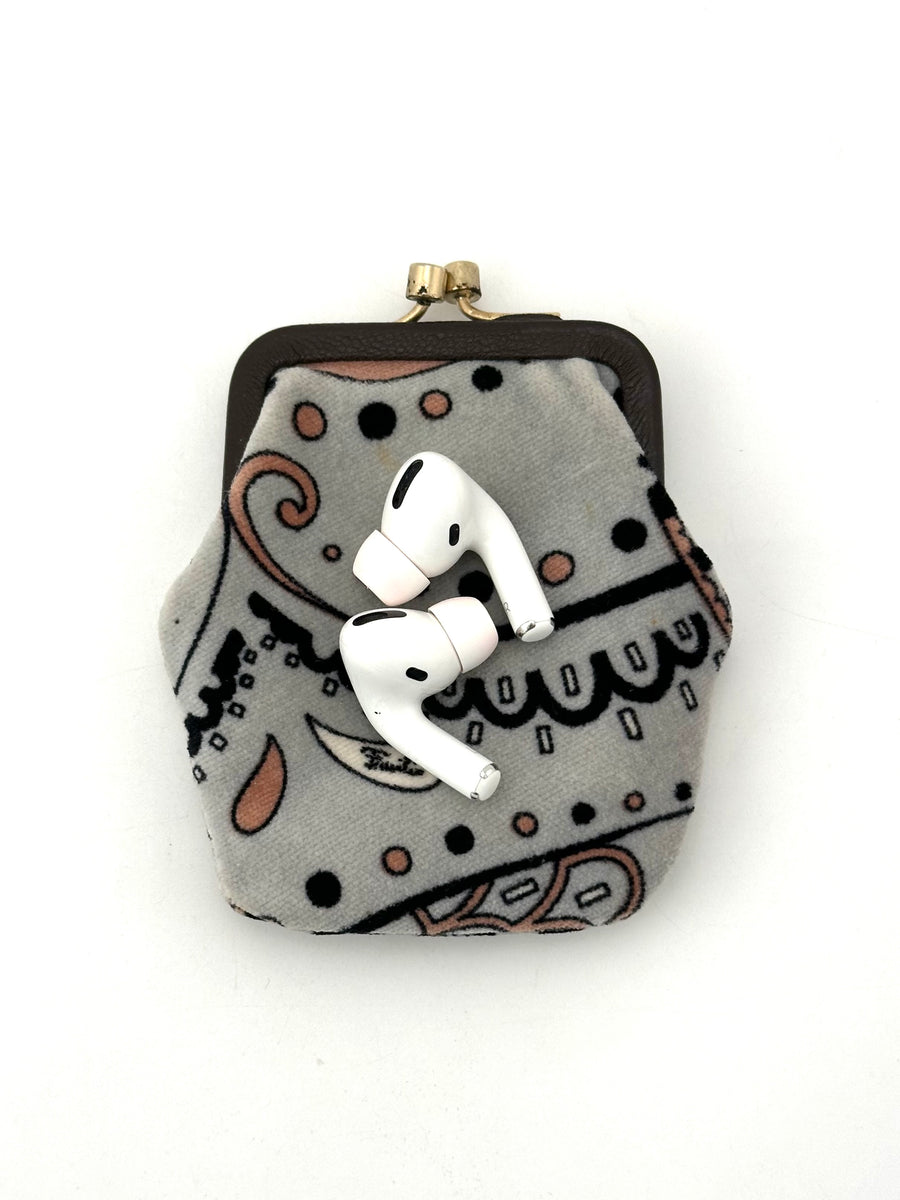 Vintage 1960s Emilio Pucci Gray, Brown and Black Printed Velvet Pouch