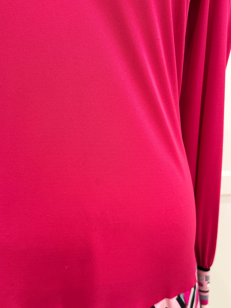 Vintage 1970s Emilio Pucci Fushia Drop Waist Dress with Printed Skirt