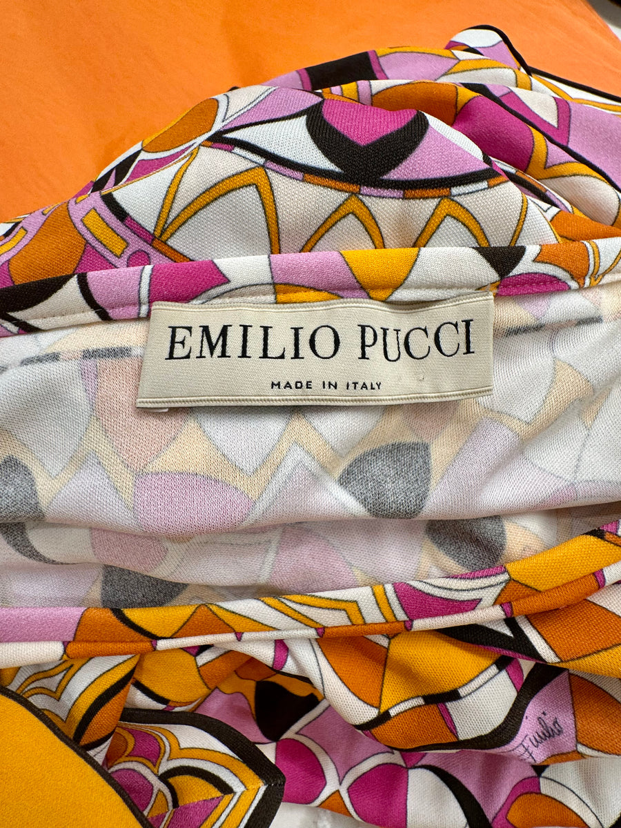 Beautiful 2010s Emilio Pucci Silk Knit Printed Drawstring Waist Dress