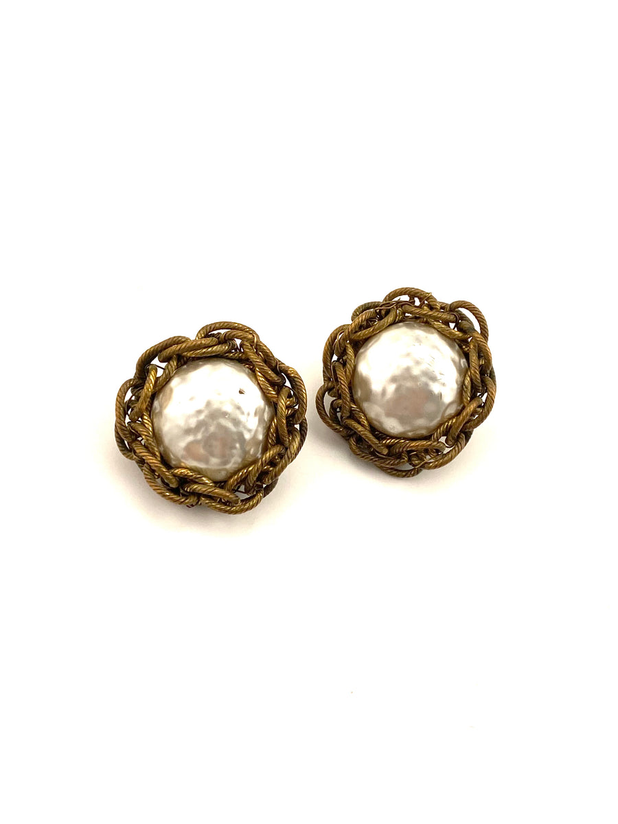 1950s Miriam Haskell Earrings With Baroque Pearls