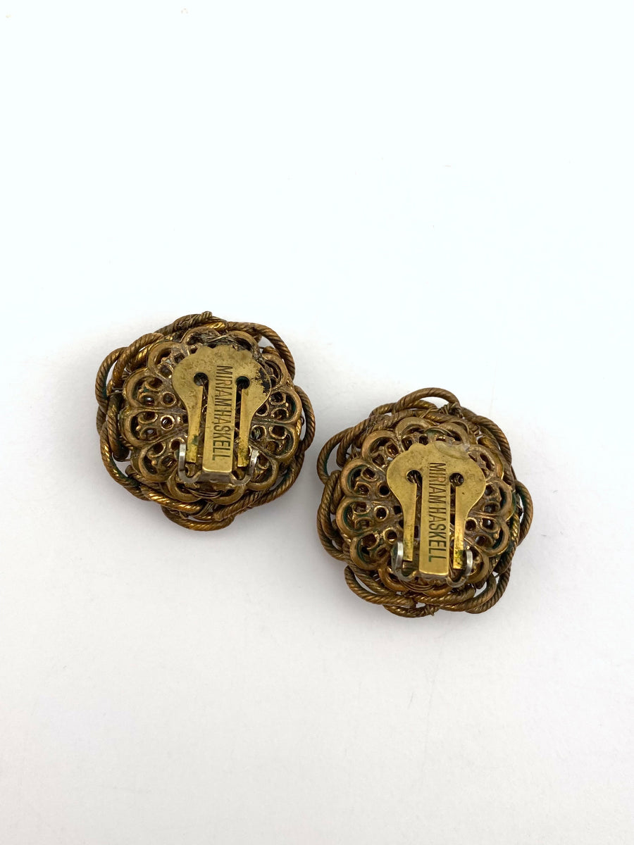 1950s Miriam Haskell Earrings With Baroque Pearls