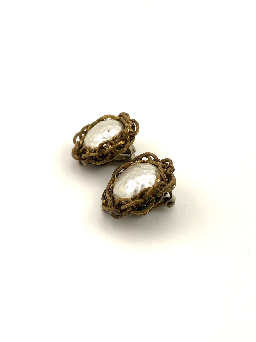 1950s Miriam Haskell Earrings With Baroque Pearls