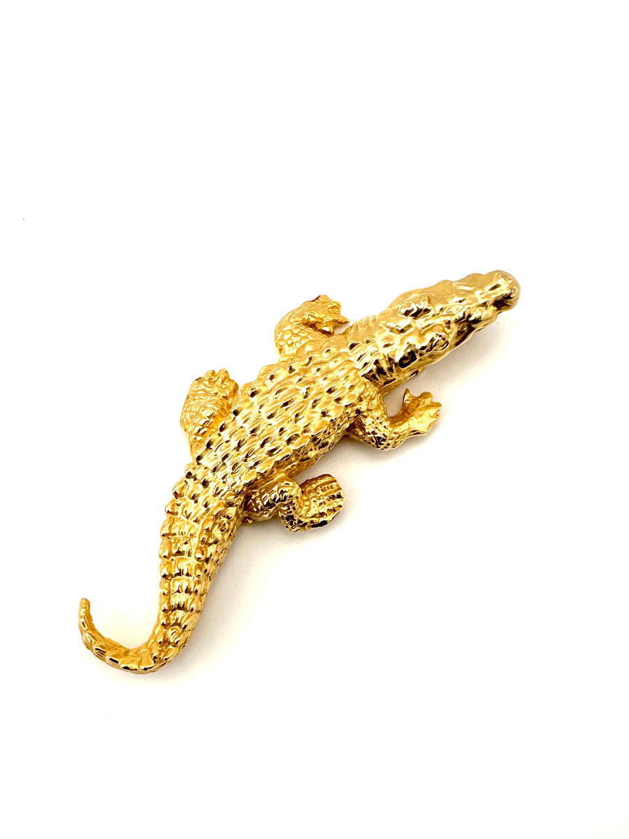 Huge Vintage Accessocraft GoldAlligator Brooch