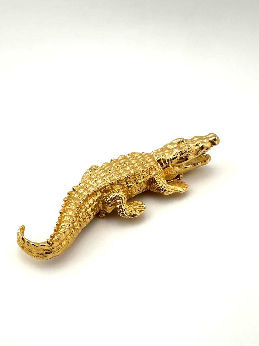 Huge Vintage Accessocraft GoldAlligator Brooch