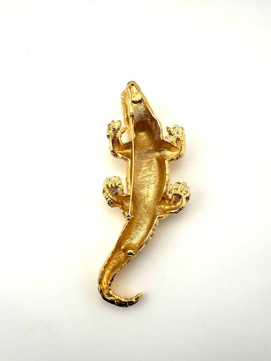 Huge Vintage Accessocraft GoldAlligator Brooch