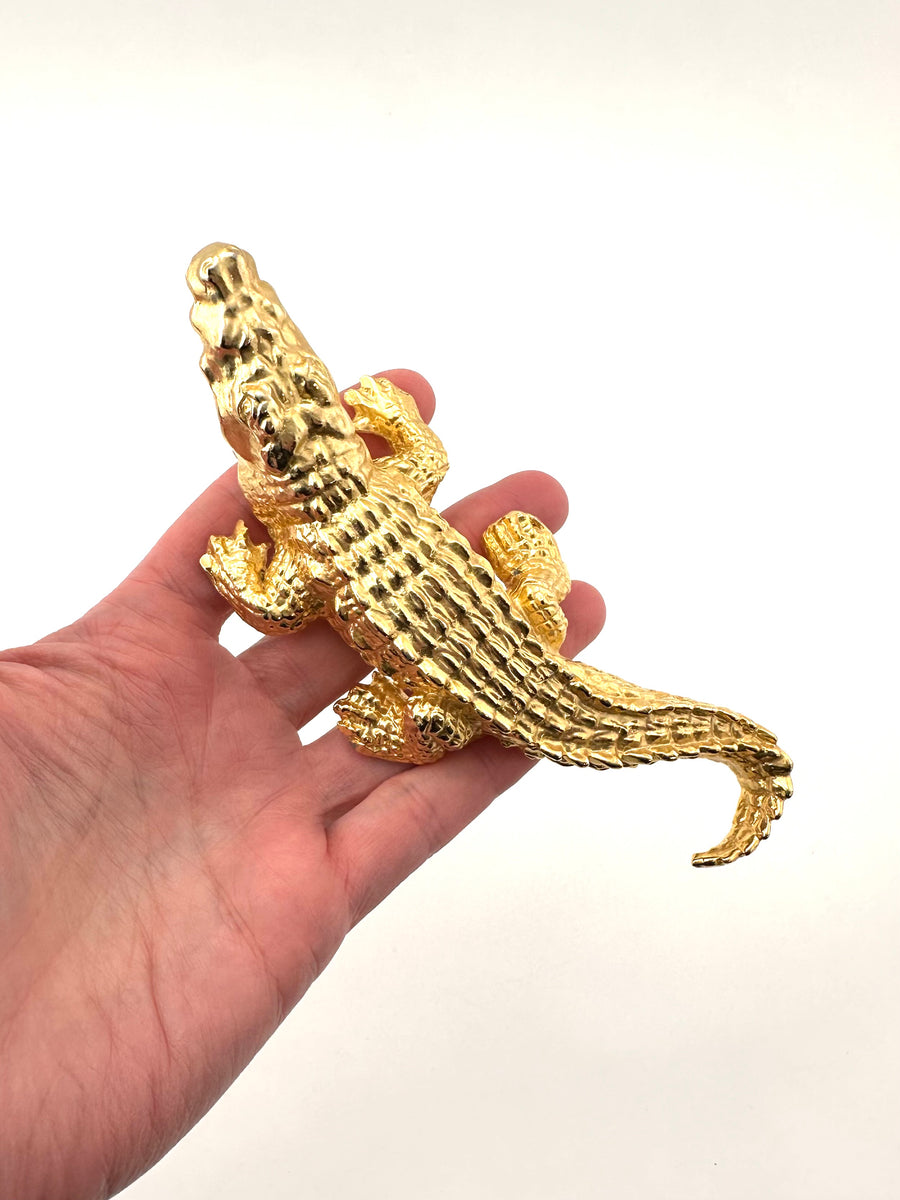 Huge Vintage Accessocraft GoldAlligator Brooch