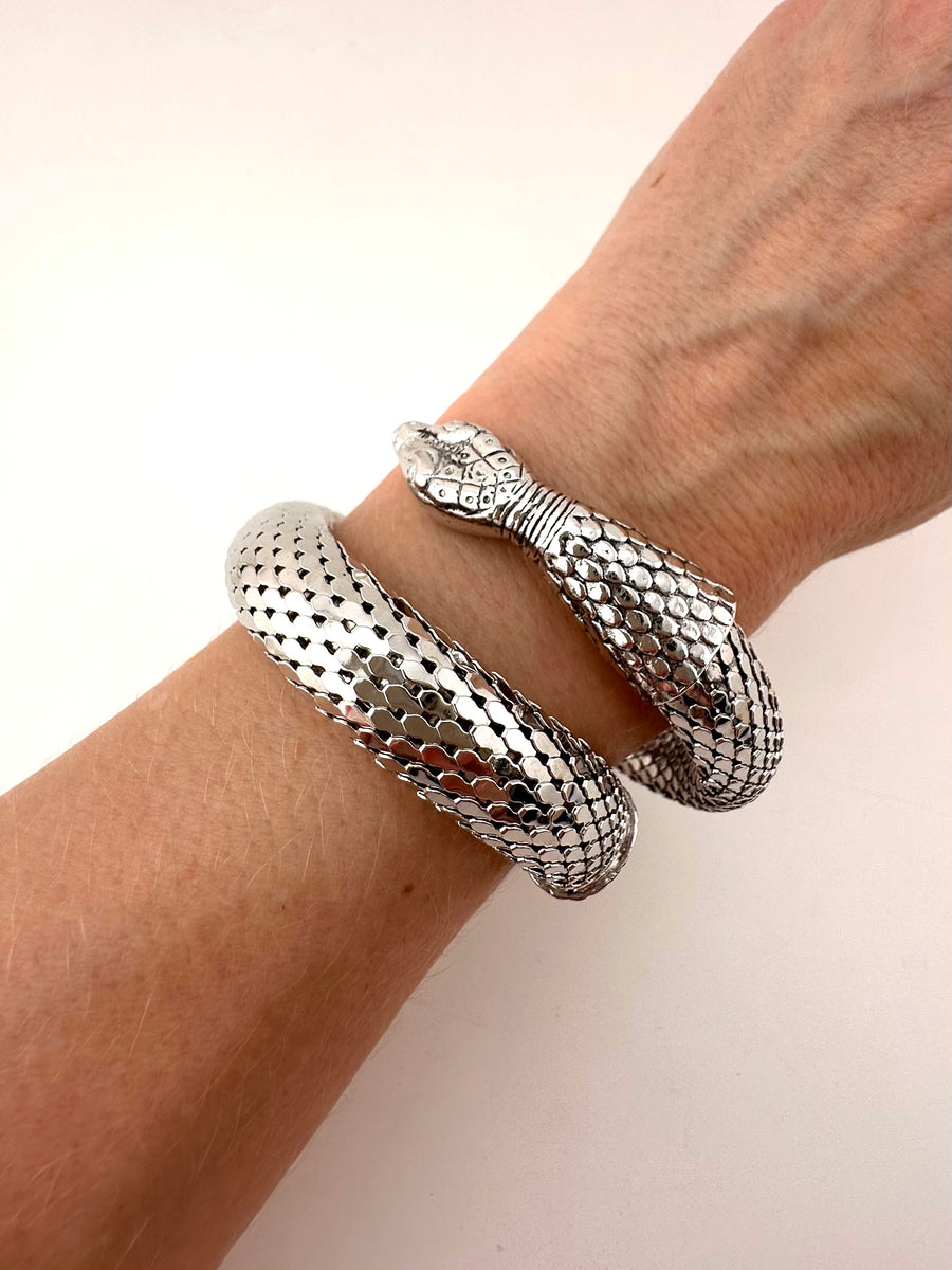 1960s Whiting & Davis Silver Snake Bracelet