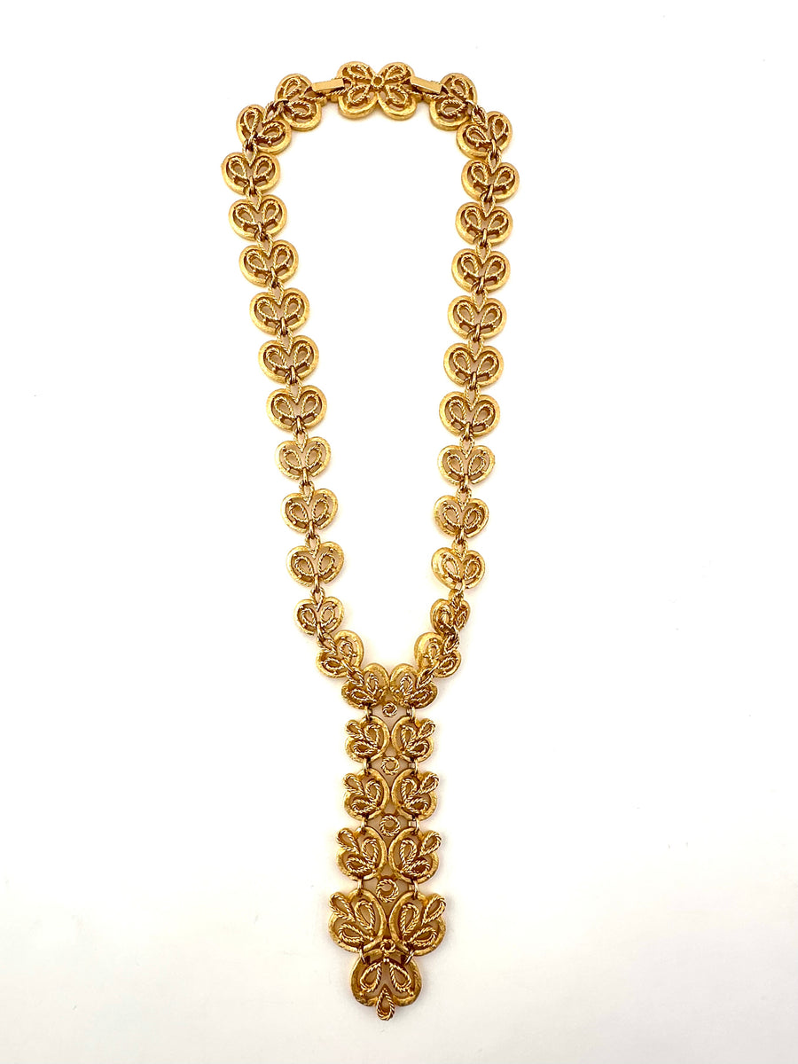 1960s Trifari Goldtone Filigree Pendant Necklace
