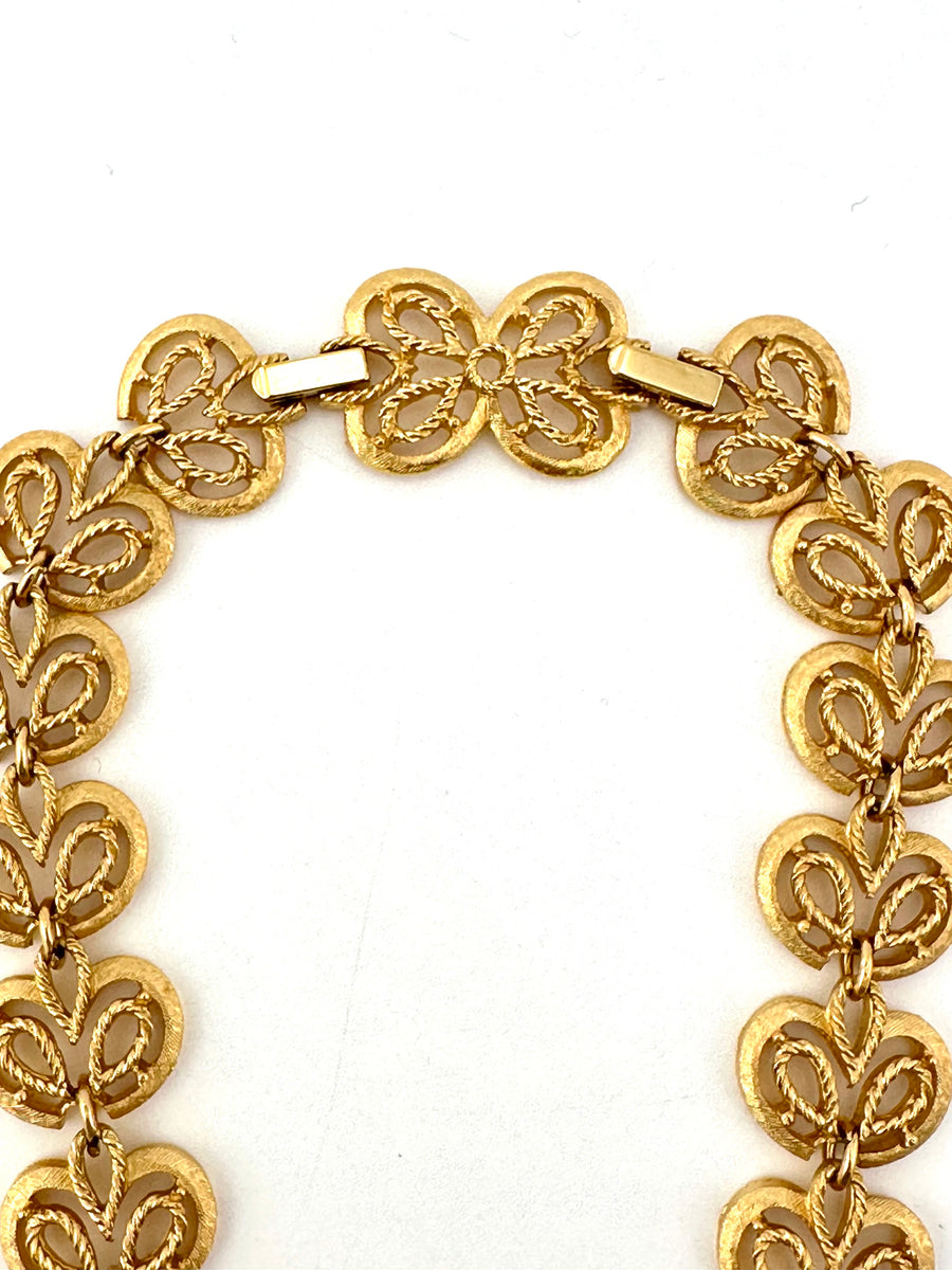 1960s Trifari Goldtone Filigree Pendant Necklace