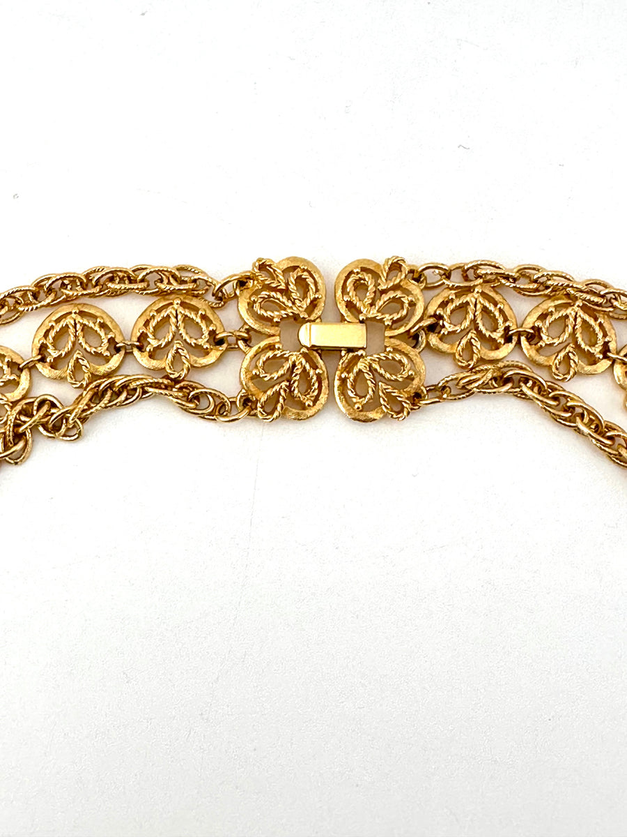 1960s Trifari Triple Strand Goldtone Necklace