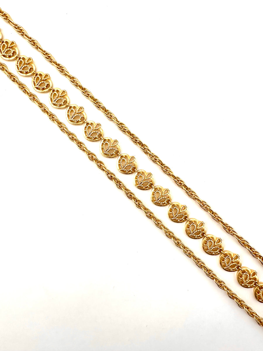1960s Trifari Triple Strand Goldtone Necklace