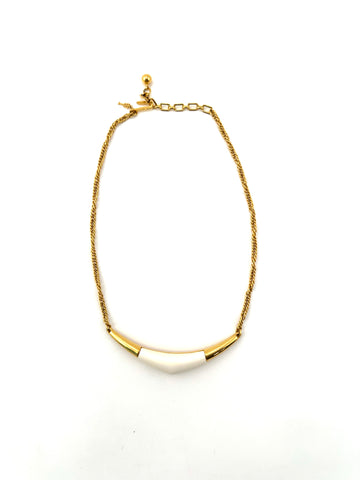 1960s Trifari White and Gold Modernist Choker Necklace