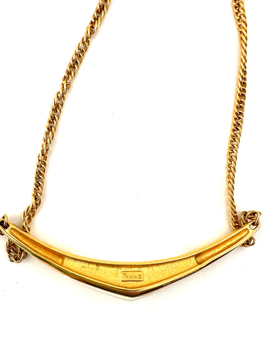 1960s Trifari White and Gold Modernist Choker Necklace