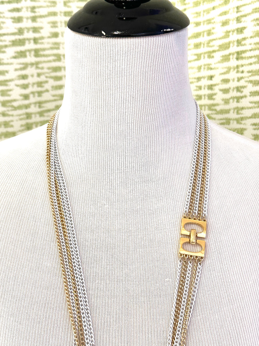 Vintage 1960s Trifari MultiStrand White and Gold Necklace