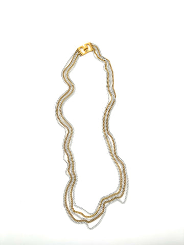 Vintage 1960s Trifari MultiStrand White and Gold Necklace