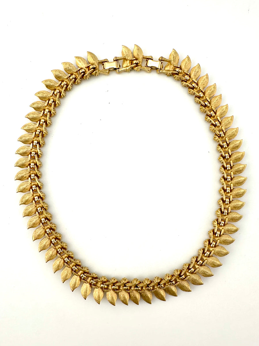 1950s Matte Gold and Turquoise Choker Necklace