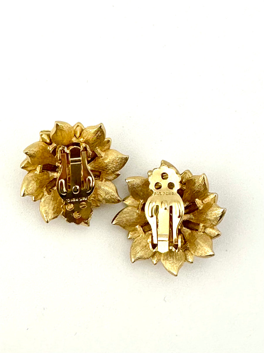 1950s Matte Gold and Turquoise Earrings