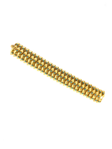 1950s Matte Gold and Turquoise Bracelet