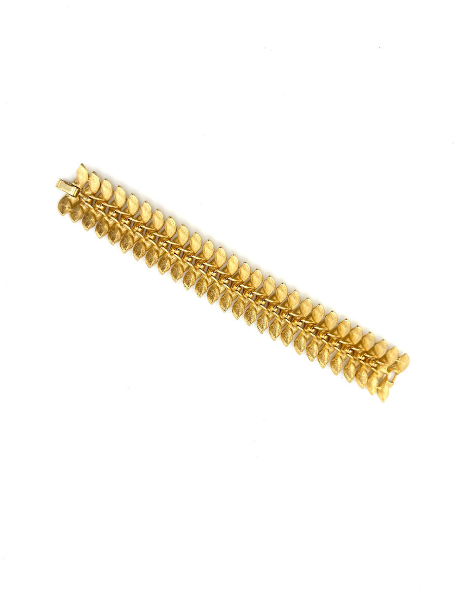 1950s Matte Gold and Turquoise Bracelet