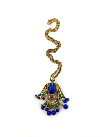 1960s Articulated Bird Pendant Necklace