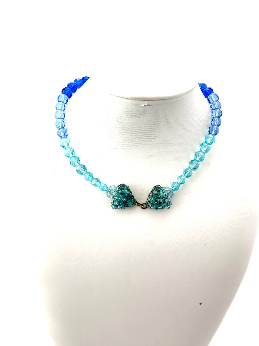 1960s Coppola e Toppo Blue Ombre Crystal Necklace