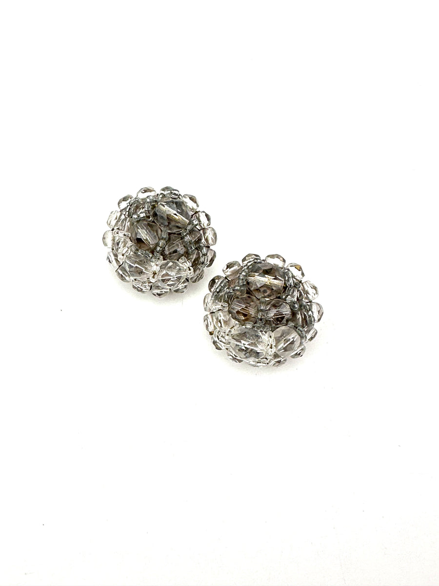 1960s Coppola e Toppo Gray Ombre Crystal Clip Earrings