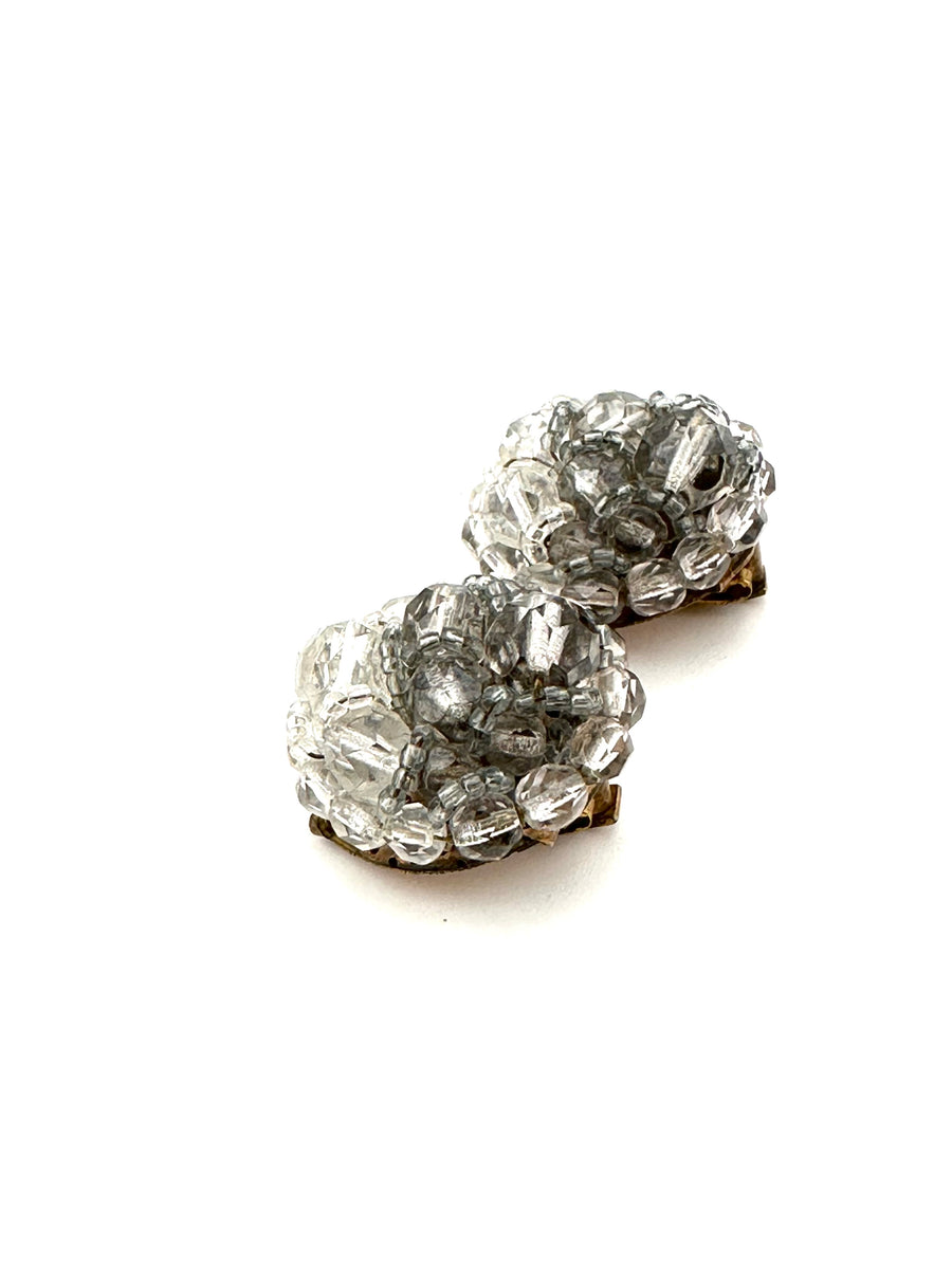 1960s Coppola e Toppo Gray Ombre Crystal Clip Earrings