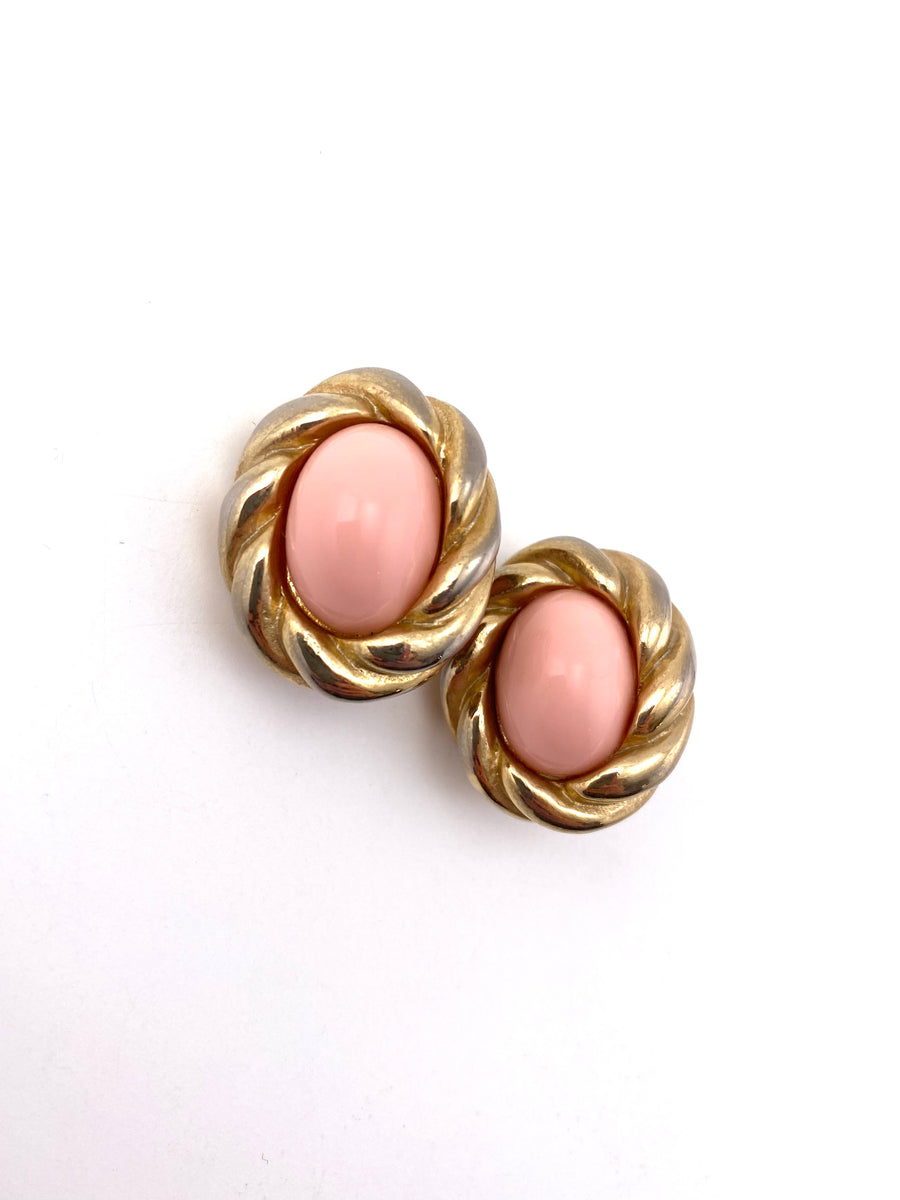 1970s Donald Stannard Pink and Gold Earrings