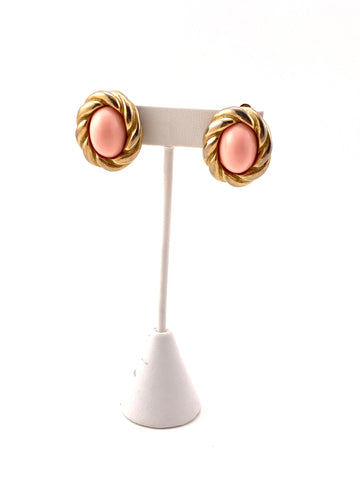 1970s Donald Stannard Pink and Gold Earrings