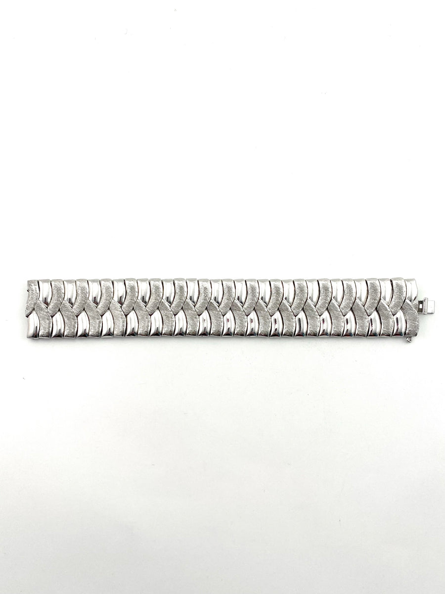 1960s Trifari Articulated Silvertone Cuff Bracelet