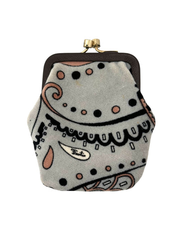 Vintage 1960s Emilio Pucci Gray, Brown and Black Printed Velvet Pouch