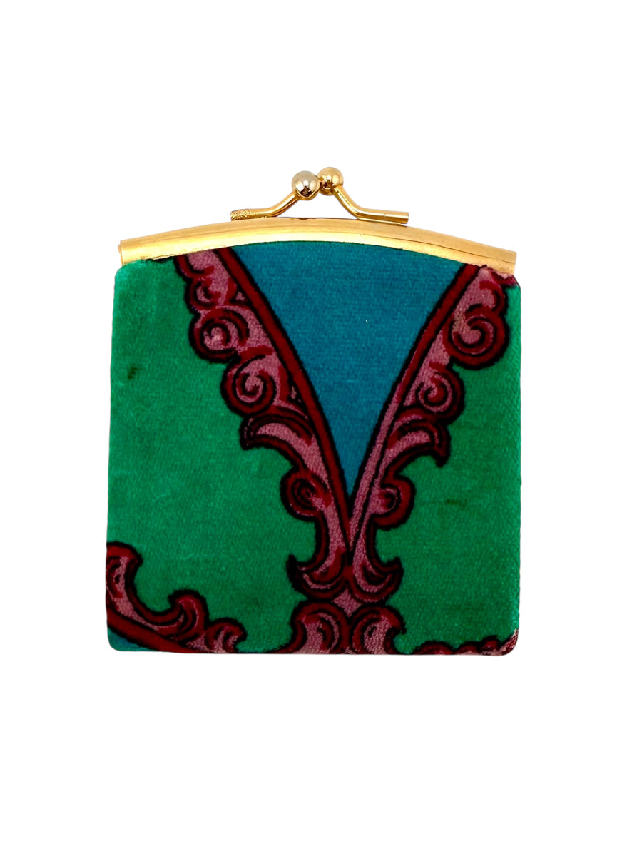Vintage 1970s Emilio Pucci Green, Turquoise and Pink Velvet Chain Purse