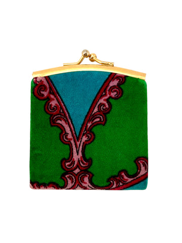 Vintage 1970s Emilio Pucci Green, Turquoise and Pink Velvet Chain Purse