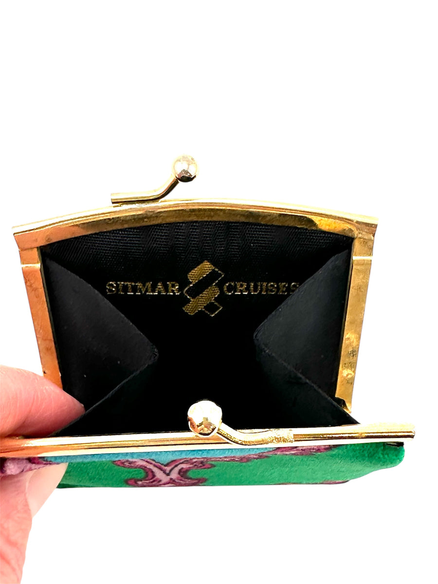 Vintage 1970s Emilio Pucci Green, Turquoise and Pink Velvet Chain Purse
