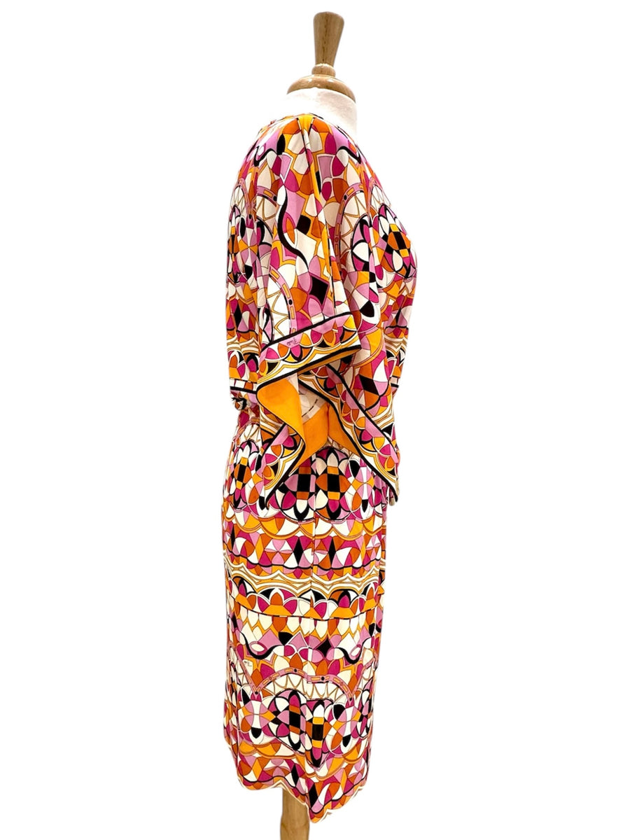 Beautiful 2010s Emilio Pucci Silk Knit Printed Drawstring Waist Dress