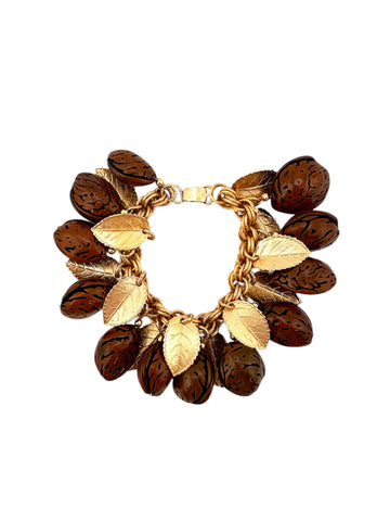 1950s Napier Leaf and Nut Charm Bracelet