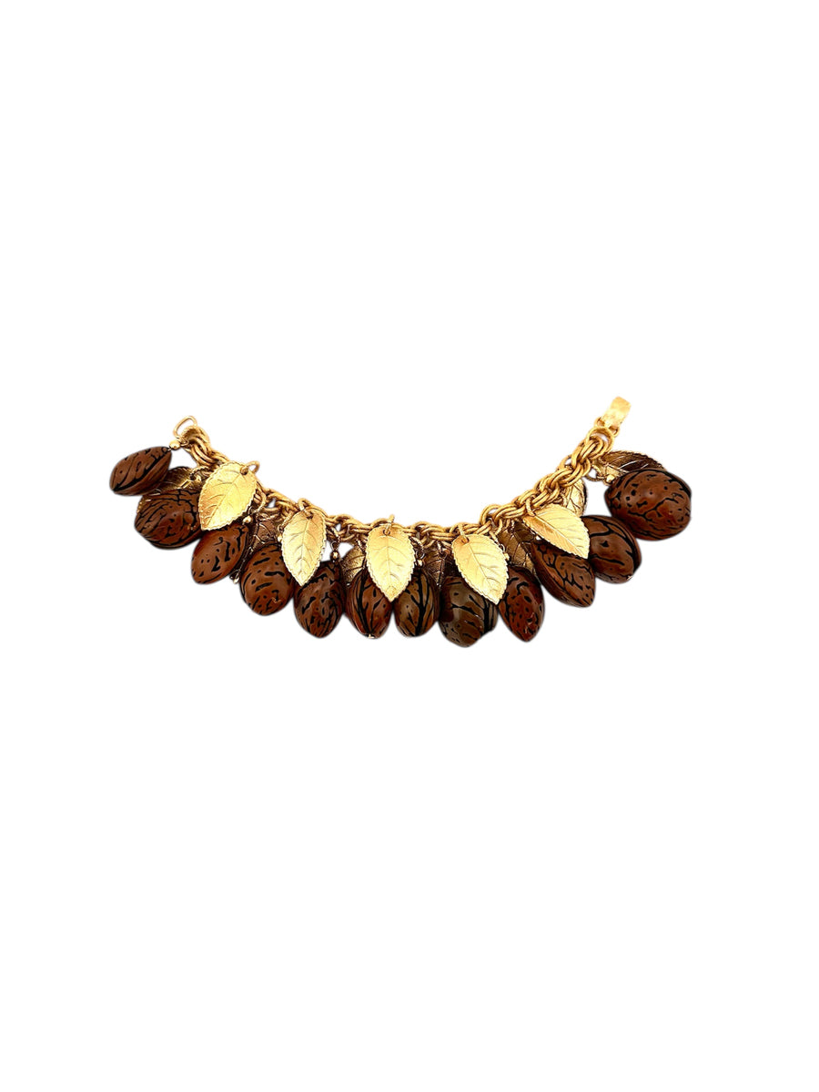 1950s Napier Leaf and Nut Charm Bracelet