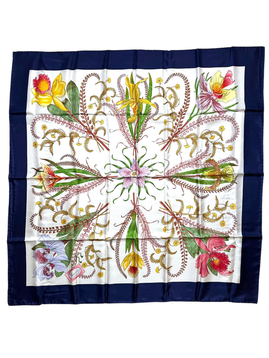 1970s Gucci Flower Scarf by Accornero Original Packaging