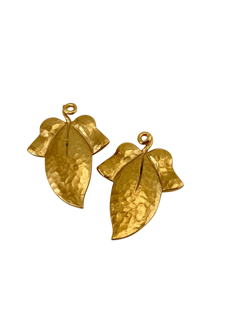 1980s Yves Saint Laurent Goldtone Hammered Lemon Earrings