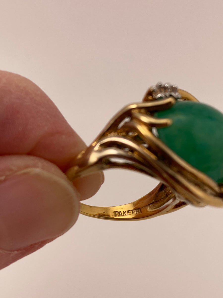 1960s Green Stone Panetta Ring Gold Vermeil