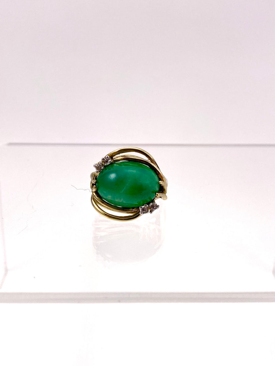 1960s Green Stone Panetta Ring Gold Vermeil