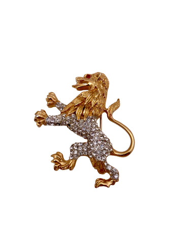 1960s Kenneth Jay Lane Standing Lion Brooch