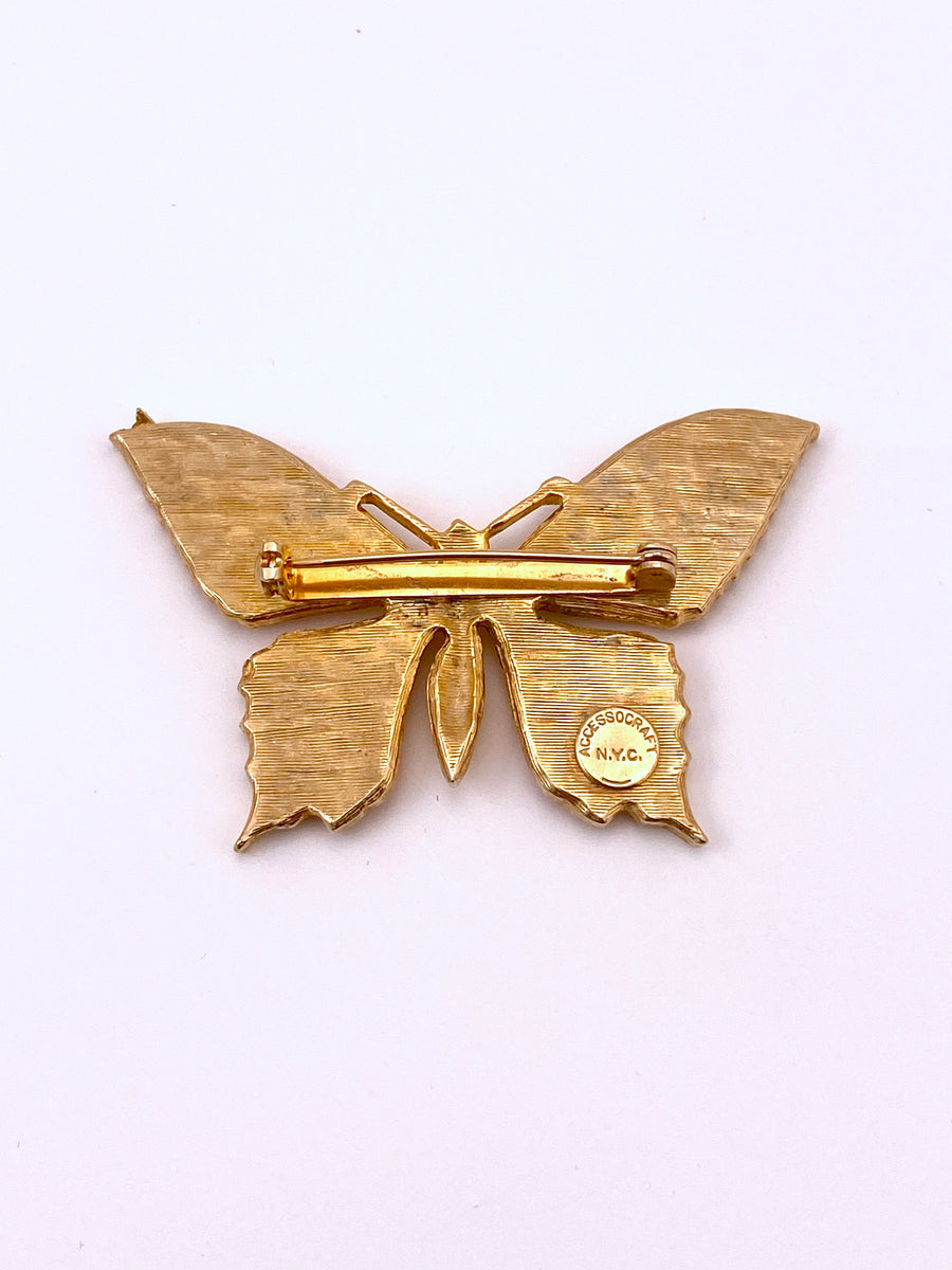 1960s Accessocraft Pink Enamel Butterfly Brooch